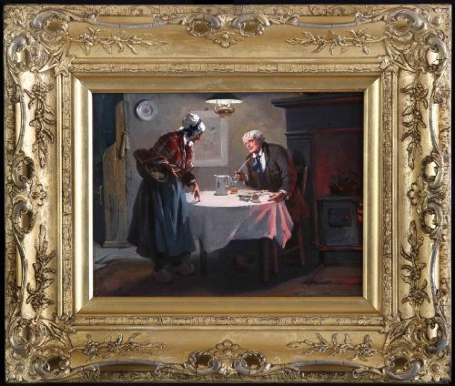Alexander Rosell. "Don't Forget". Good Interior Oil Painting. One of a Pair.