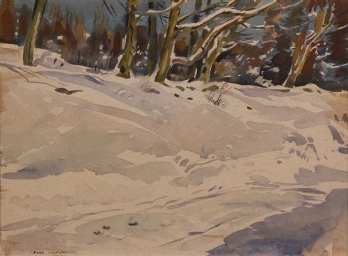 Fred Lawson. "Winter, Wensleydale. Watercolour Landscape.