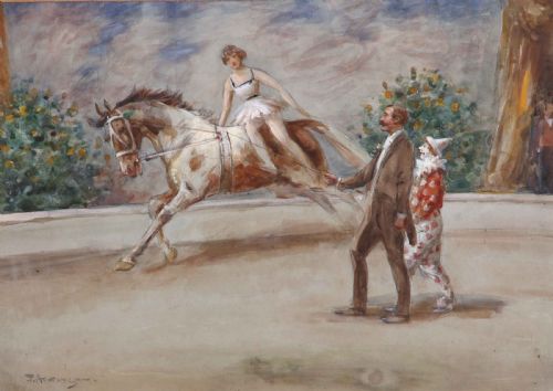 John Atkinson. "The Circus". Watercolour Painting.