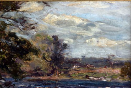 OWEN BOWEN ROI CATTLE BY THE WHARFE GOOD OIL PAINTING RIVER LANDSCAPE - ADDITIONAL PHOTO 4