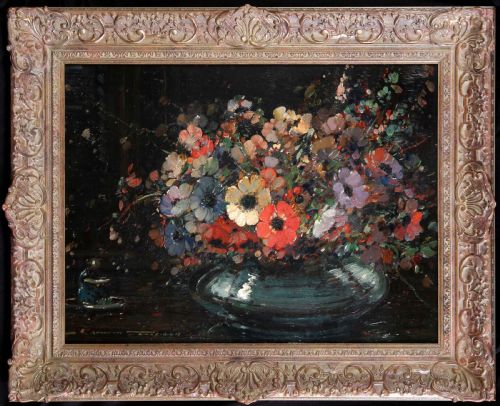 Kershaw Schofield. "Still Life of Anemones". Oil Painting.