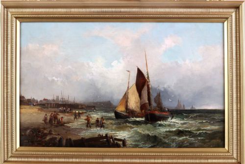 William Thornley. "North East Coastal Scene". Marine Oil Painting.