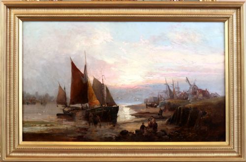 William Thornley. "North East Estuary Scene". Marine Oil Painting.