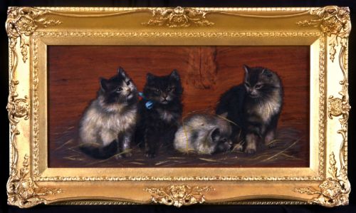 "Four Kittens". Lovely Oil by Bessie Bamber.