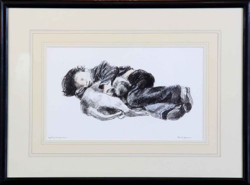 SONIA LAWSON RA SLEEPING COMPANIONS PASTEL OVER LITHOGRAPH - ADDITIONAL PHOTO 1