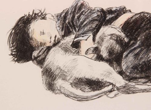 SONIA LAWSON RA SLEEPING COMPANIONS PASTEL OVER LITHOGRAPH - ADDITIONAL PHOTO 3