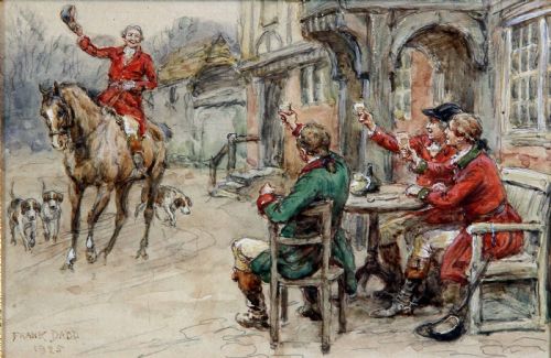 FRANK DADD RI A HEALTH TO THE SQUIRE SPORTING AND GENRE WATERCOLOUR - ADDITIONAL PHOTO 1