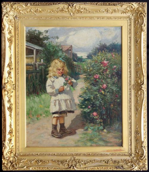 RALPH HEDLEY RBA DADDY'S GARDEN OIL PAINTING LANDSCAPE