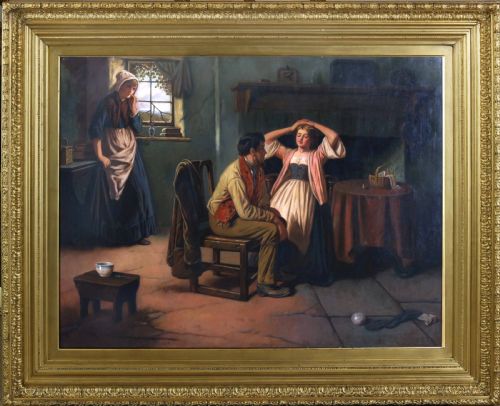 VERY LARGE THOMAS GIST PAINTING FLIRTATION AND JEALOUSY