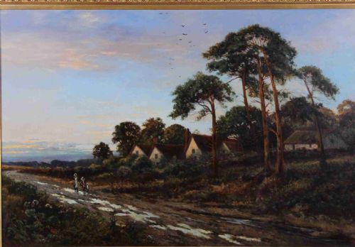 DANIEL SHERRIN A NORTUMBERLAND VILLAGE LANDSCAPE OIL PAINTING - ADDITIONAL PHOTO 1