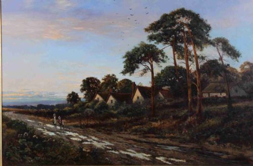 DANIEL SHERRIN A NORTUMBERLAND VILLAGE LANDSCAPE OIL PAINTING - ADDITIONAL PHOTO 2