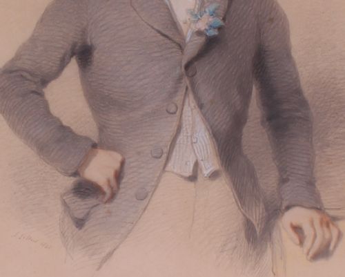 JOSIAH GILBERT PORTRAIT OF A GENTLEMAN WATERCOLOUR AND PASTEL - ADDITIONAL PHOTO 3