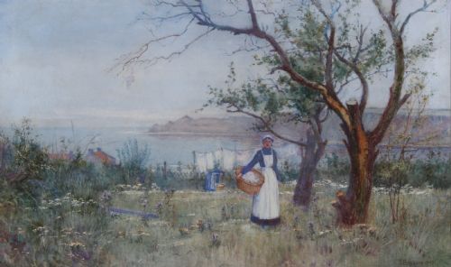 Edwin Bagshaw. "Runswick Bay". Landscape Watercolour.