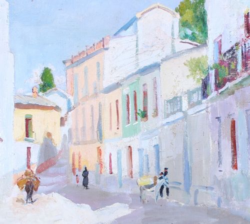 PHILIP NAVIASKY SPANISH TOWN OIL PAINTINGS PAIR - ADDITIONAL PHOTO 4