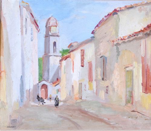 PHILIP NAVIASKY SPANISH TOWN OIL PAINTINGS PAIR - ADDITIONAL PHOTO 5