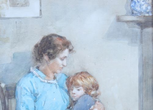 ROBERT EADIE RSW MOTHER AND DAUGHTER INTERIOR WATERCOLOUR - ADDITIONAL PHOTO 2