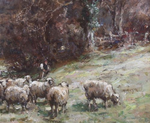 OWEN BOWEN SHEEP IN WHARFEDALE SHEEP LANDSCAPE OIL PAINTING - ADDITIONAL PHOTO 4