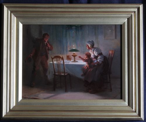ALEXANDER ROSELL THE DINING TABLE EVENING GOOD INTERIOR OIL PAINTING A PAIR - ADDITIONAL PHOTO 2