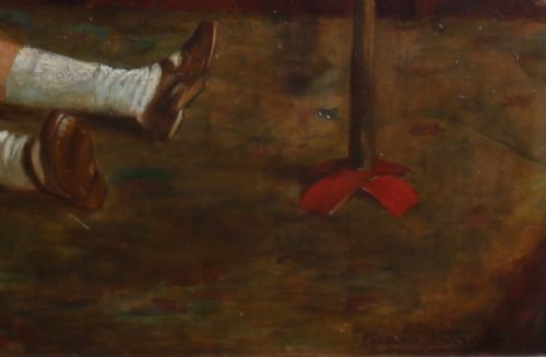 BYAM SHAW HER NEW TOY INTERIOR OIL PAINTING - ADDITIONAL PHOTO 5