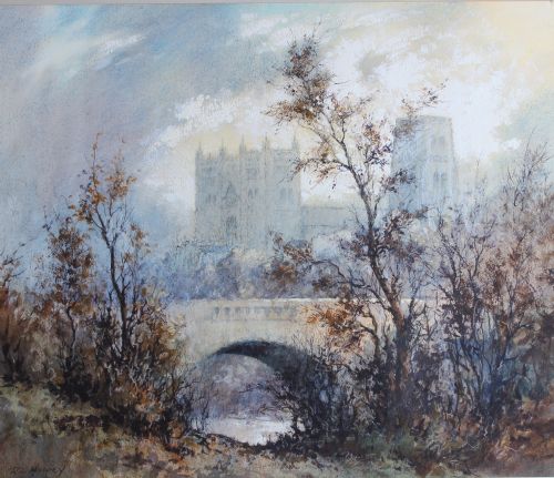 ROBERT LESLIE HOWEY DURHAM CATHEDRAL MARINE WATERCOLOUR PAINTING
