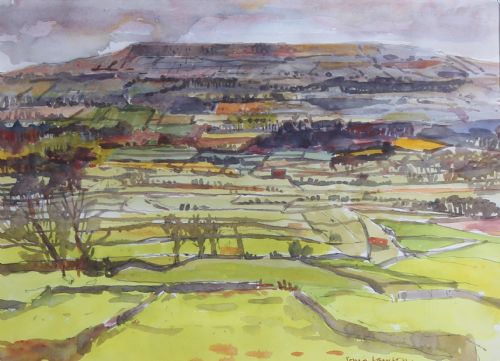 Sonia Lawson R.A. "Penhill, Wensleydale". Landscape Watercolour.