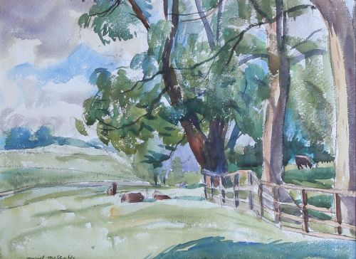 Muriel Metcalfe "Castle Bolton Estate.". Landscape Watercolour.