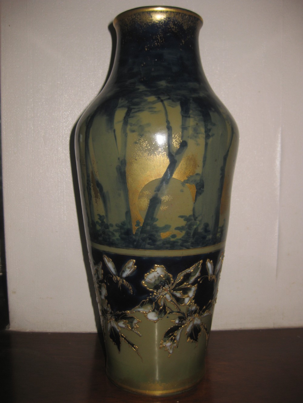 Large Teplitz Amphora Woodland Forest Vase, Flowers & Insects RStK. 12