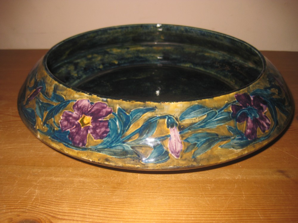 Large Art Nouveau Morris Ware Bowl by George Cartlidge. Circa 1910. 11