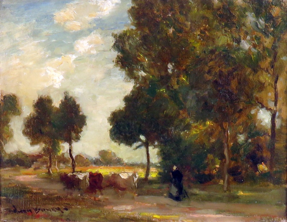  Owen Bowen R.O.I., P.R.Cam.A 'Woman driving the cows 1911'