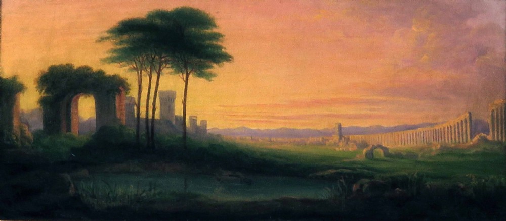 Italian Roman Ruins. 1856 oil.