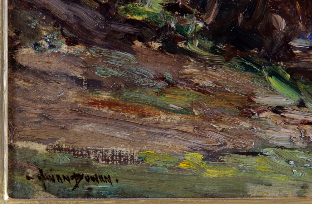 An Impressionist oil painting depicting cattle along a riverbank under a cloudy sky. View III
