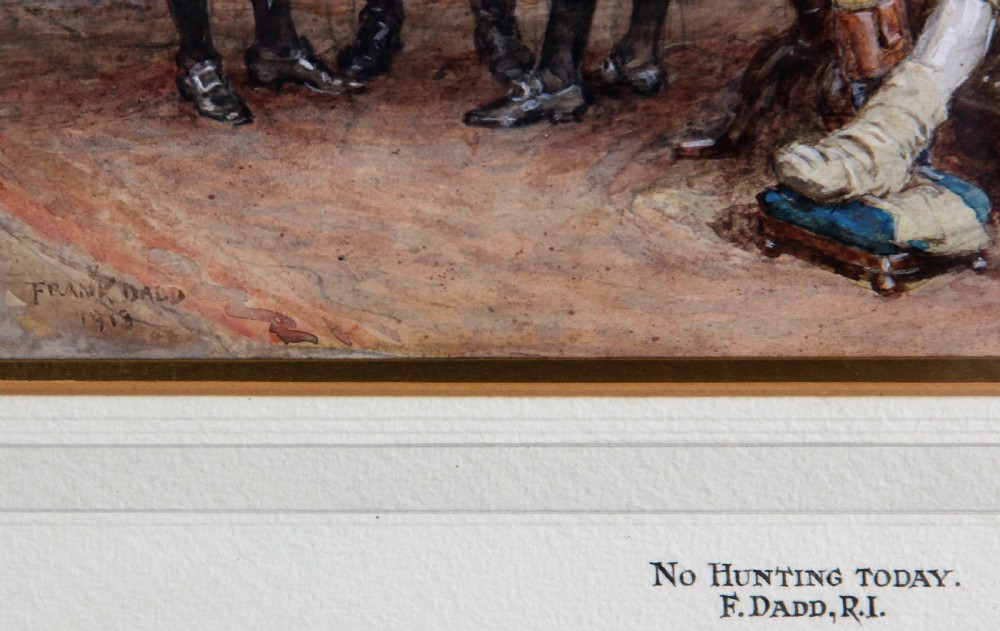 An antique narrative watercolour painting depicting eighteenth-century figures indoors, presented inside a carved gilt frame with a white mount. View III