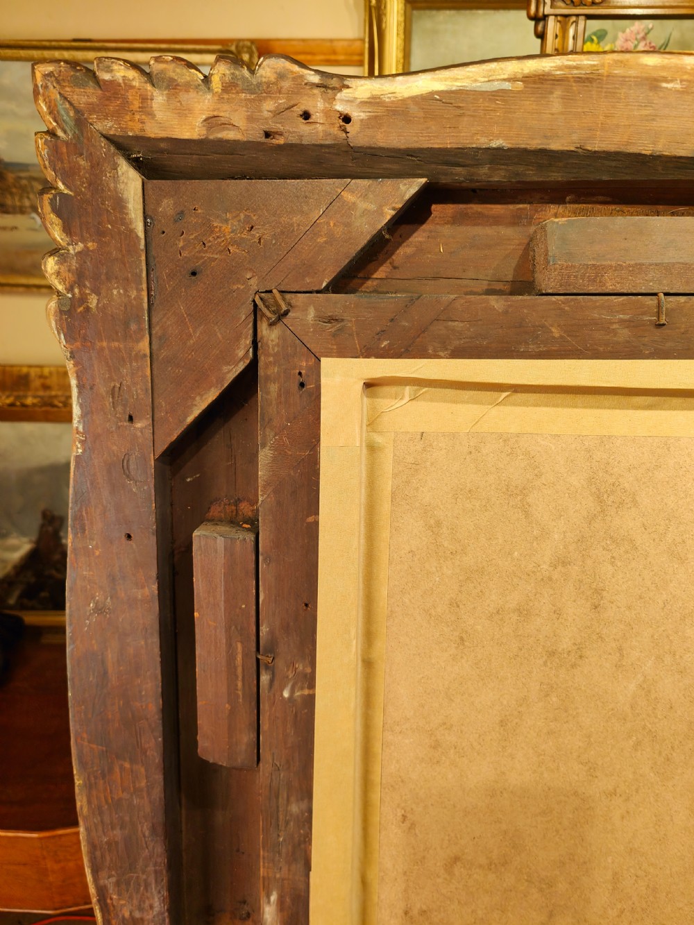 Very Large Antique Early 19thC Carved Gilt Wood & Gesso Mirror View XI
