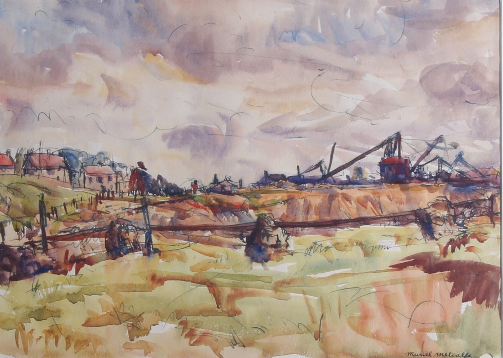 Muriel Metcalfe "Quarries, Heaton, Bradford.". Landscape watercolour.