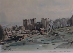 FRED LAWSON BOLTON CASTLE LANDSCAPE WATERCOLOUR