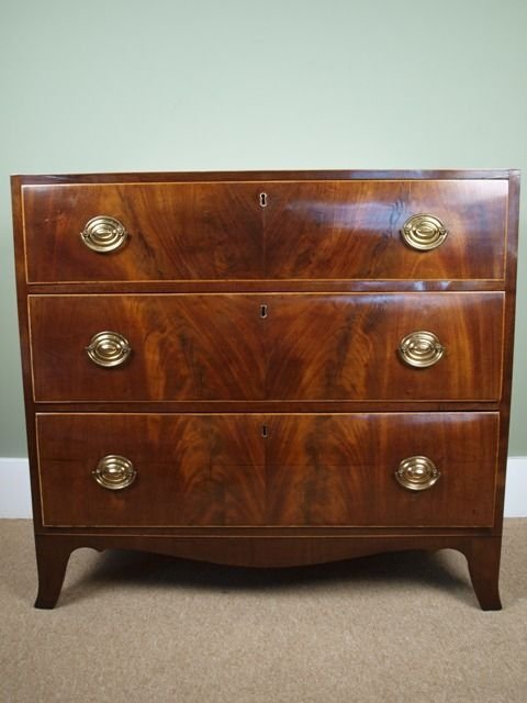 Small Georgian Caddy Top Mahogany 3 Drawer Chest