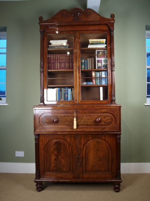 Superb William IV Mahogany Secretaire Bookcase