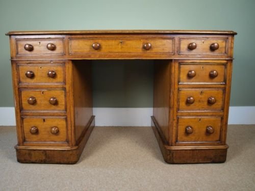 Victorian Oak Pedestal Desk