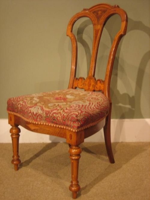 Pretty Victorian Walnut Inaid Bedroom Chair
