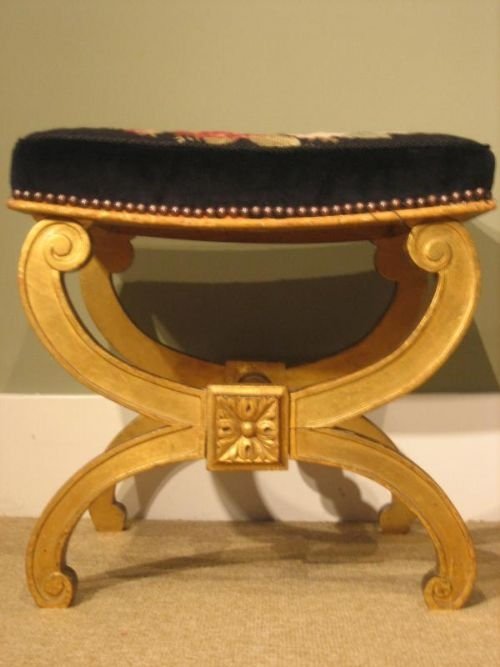 fig 1. Victorian Giltwood 'X' Frame Stool