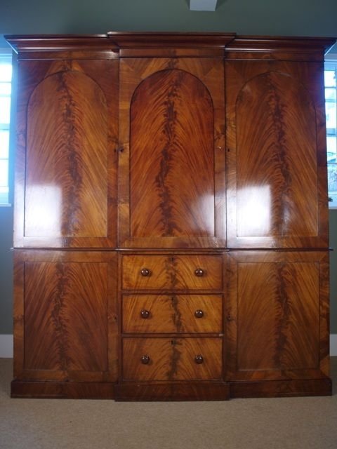Early Victorian Breakfront Mahogany Wardrobe