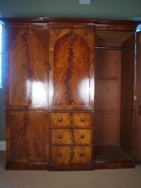 fig 1. Early Victorian Breakfront Mahogany Wardrobe