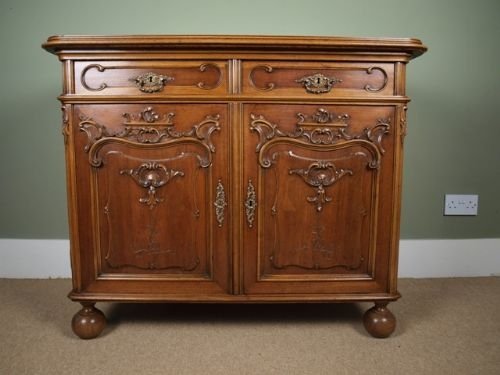 French Walnut Mable Topped Side Cupboard
