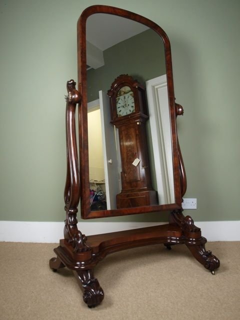 A Victorian Mahogany Cheval Mirror