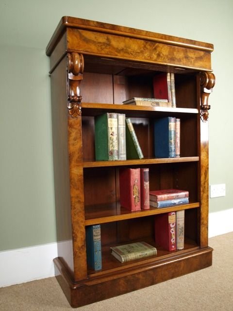 Small Victorian Walnut Bookcase with Drawer