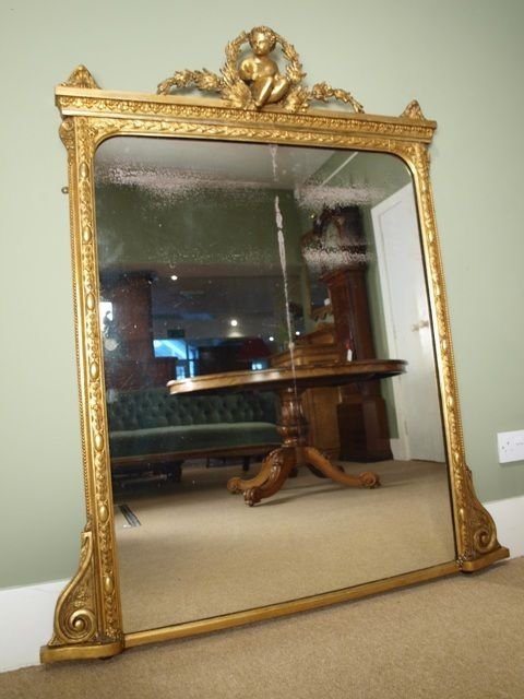 Beautiful Victorian Giltwood Cherub Mirror