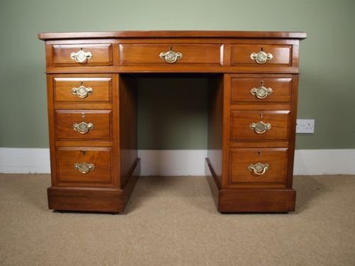 Victorian Walnut Pedestal Desk