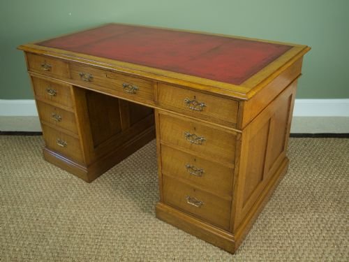 Edwardian Oak Pedestal Desk