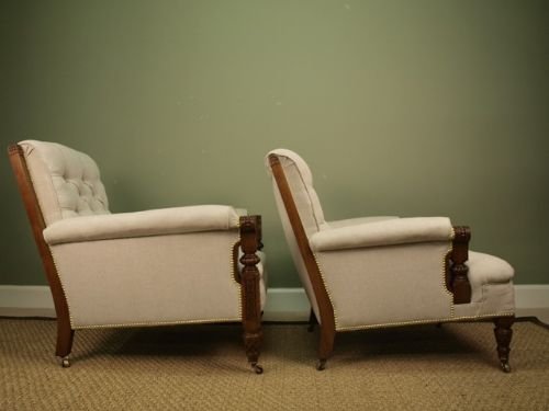 Superb Pair of Victorian Easy Chairs
