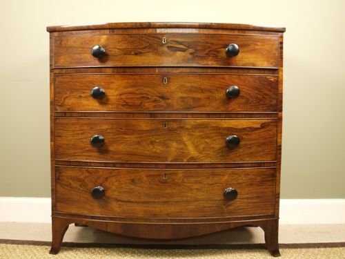 A Late Regency Rosewood Bow Fronted Chest